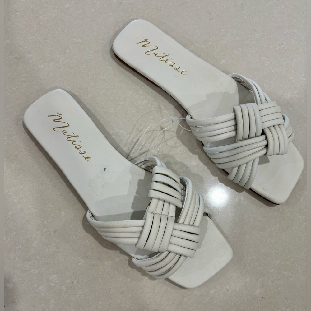 Matisse Cream Woven Slide Sandals